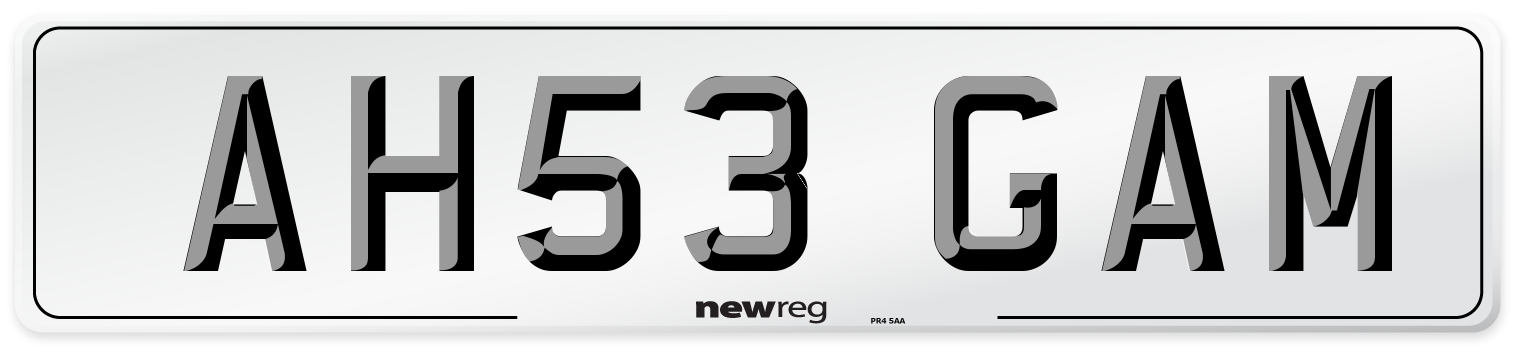AH53 GAM Number Plate from New Reg